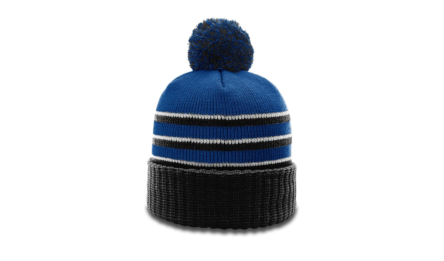 Richardson Striped Beanie with Cuff & Pom Unisex Accessories Hats & Caps