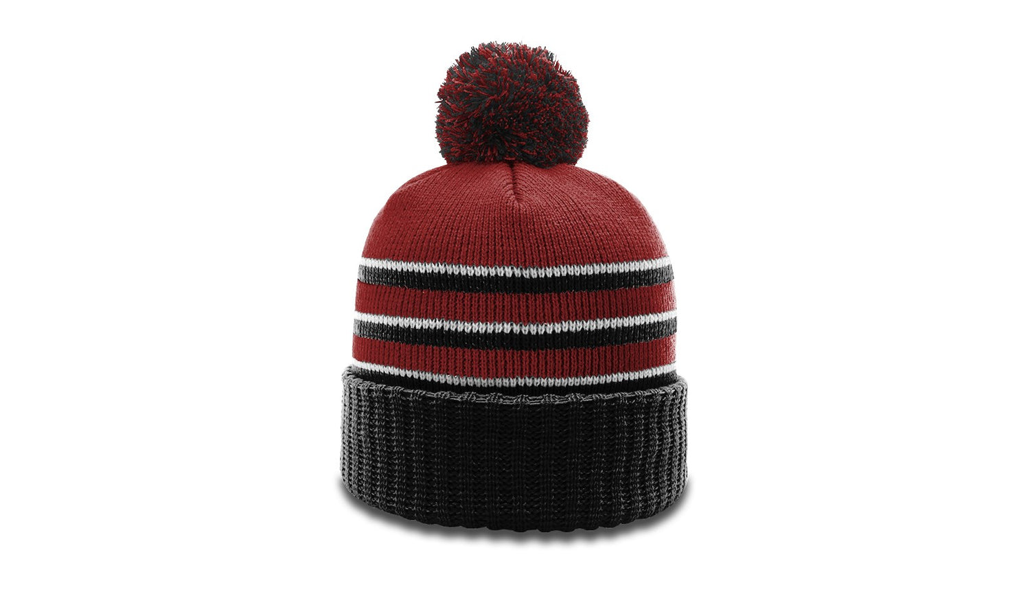 Richardson Striped Beanie with Cuff & Pom Unisex Accessories Hats & Caps