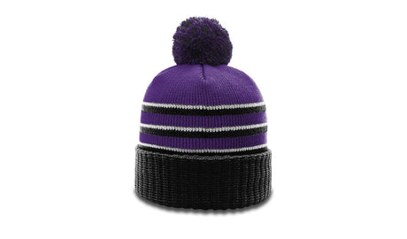 Richardson Striped Beanie with Cuff & Pom Unisex Accessories Hats & Caps