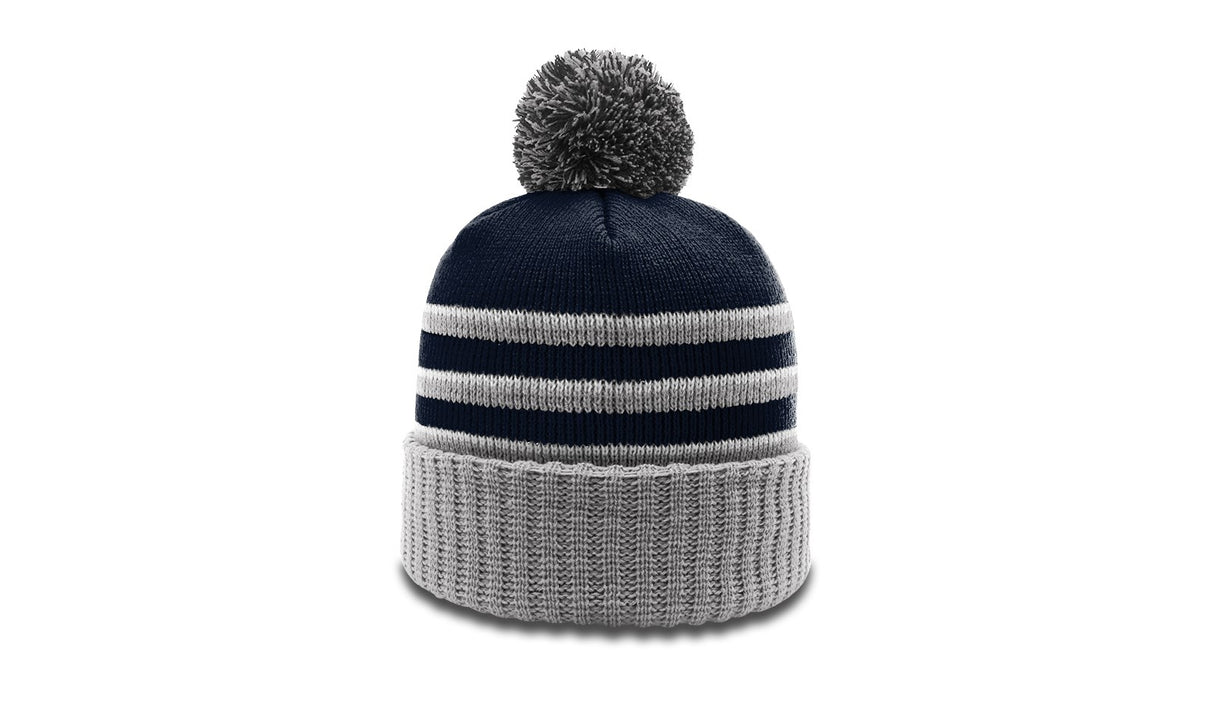 Richardson Striped Beanie with Cuff & Pom Unisex Accessories Hats & Caps