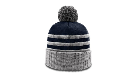 Richardson Striped Beanie with Cuff & Pom Unisex Accessories Hats & Caps