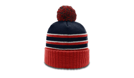 Richardson Striped Beanie with Cuff & Pom Unisex Accessories Hats & Caps
