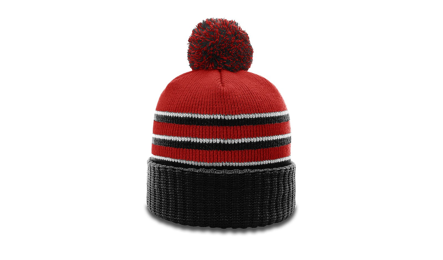 Richardson Striped Beanie with Cuff & Pom Unisex Accessories Hats & Caps