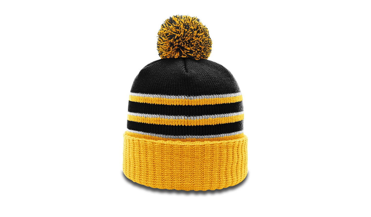 Richardson Striped Beanie with Cuff & Pom Unisex Accessories Hats & Caps