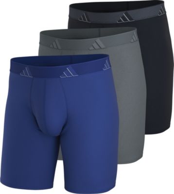 adidas Men's Microfiber 3-Pack Long Boxer Brief Mens Apparel Underwear