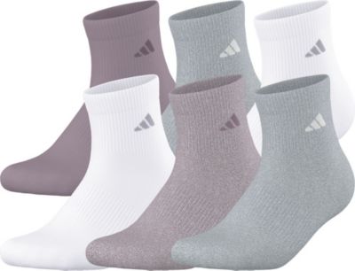 adidas Women's Athletic Cushioned 6-Pack Quarter Socks Unisex Accessories Socks