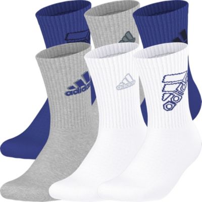 adidas Youth Cushioned Mixed 2.0 6-Pack Crew Socks Unisex Accessories Socks