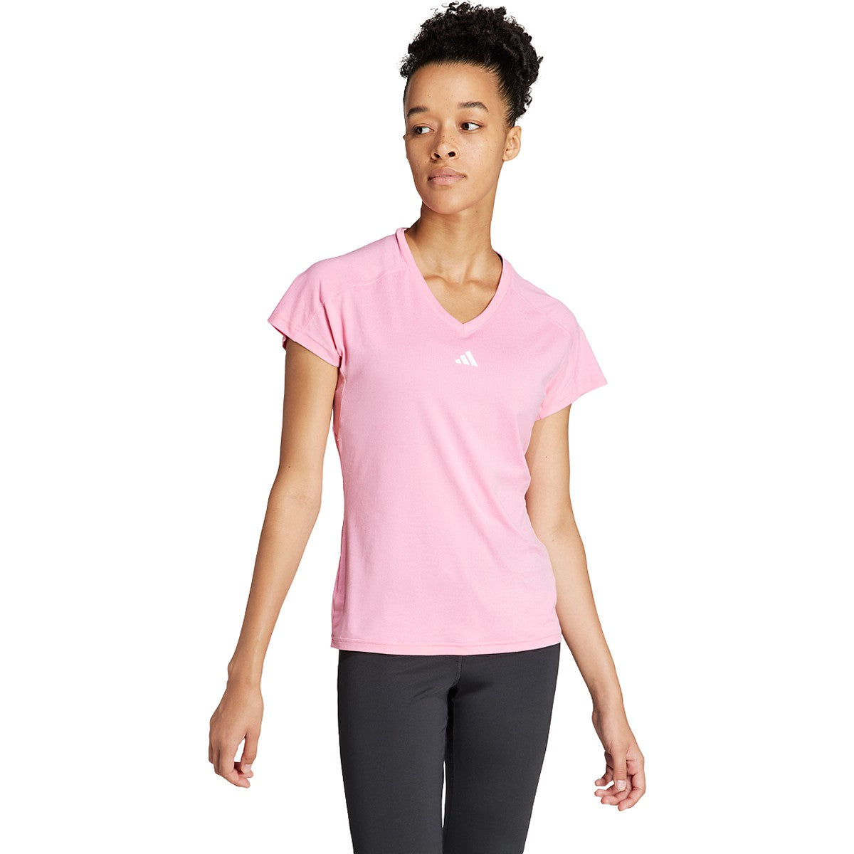 adidas Women's Aeroready Train Essentials Minimal Branding V-Neck Tee Womens Apparel Shirts & Tops