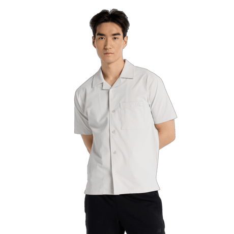 New Balance Men's Seersucker Button Up Short Sleeve Mens Apparel Shirts & Tops