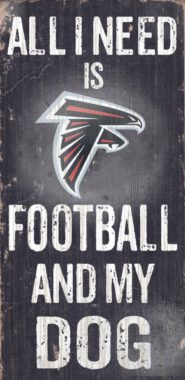 Fan Creations Atlanta Falcons Football and Dog Wood Sign 6"x12" Fan Gear NFL Atlanta Falcons