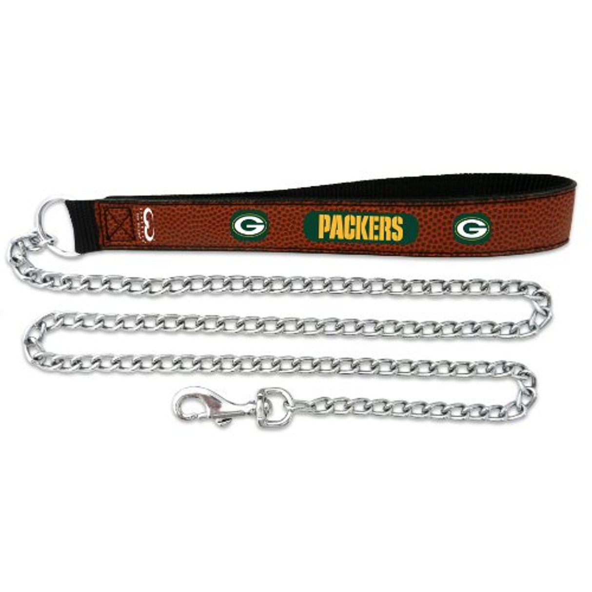 Gamewear Green Bay Packers Leather Chain Football Pet Leash Size Large Fan Gear NFL Green Bay Packers
