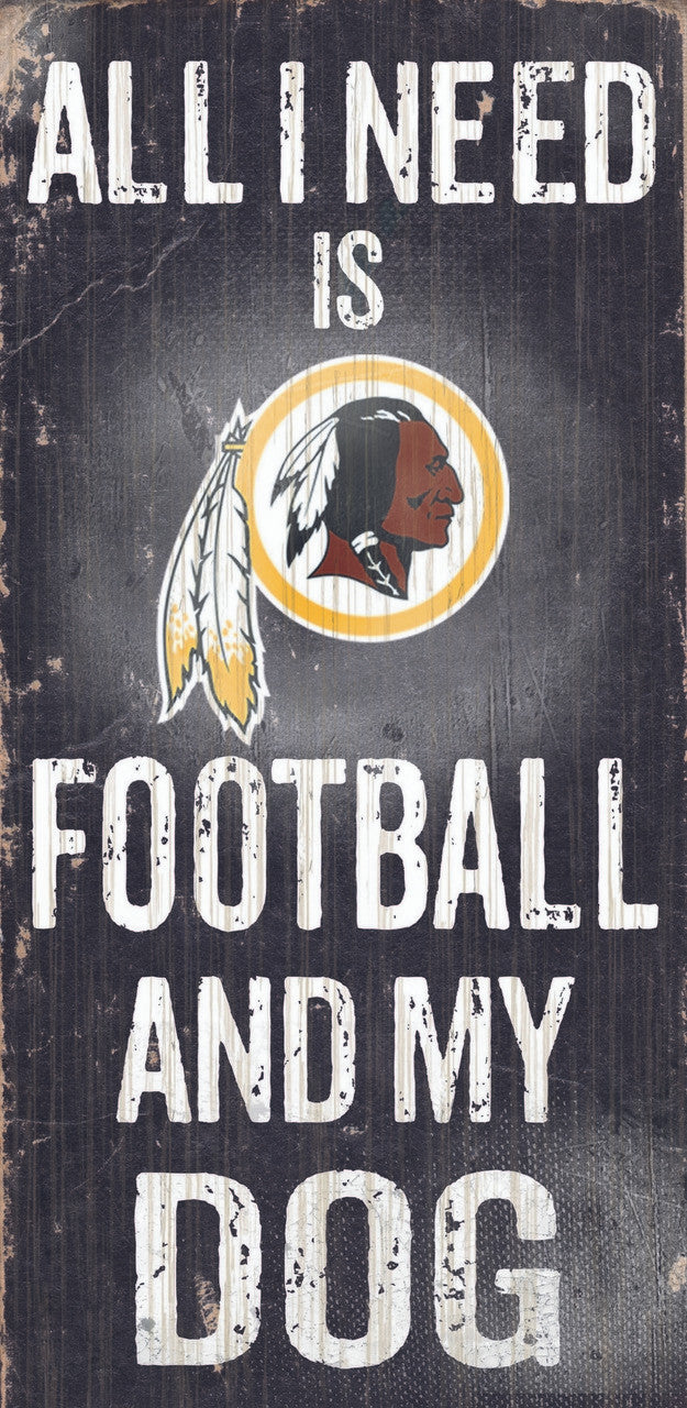 Fan Creations Washington Redskins Football and Dog Wood Sign 6"x12" Fan Gear NFL Washington Commanders