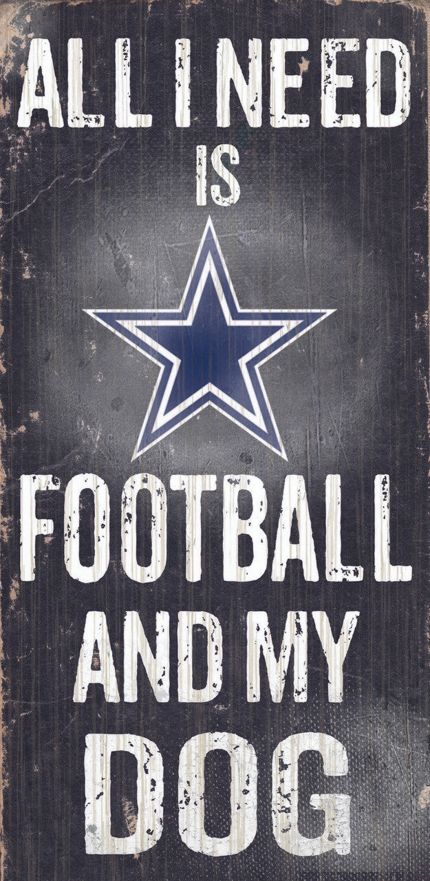 Fan Creations Dallas Cowboys Football and Dog Wood Sign 6"x12" Fan Gear NFL Dallas Cowboys