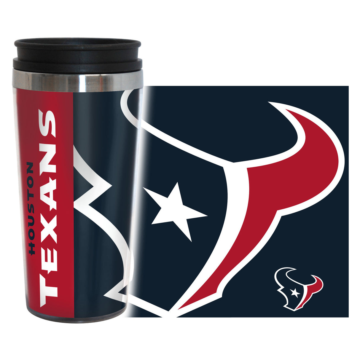 BOELTER Houston Texans Hype Style 14 oz Full Wrap Travel Mug Fan Gear NFL Houston Texans