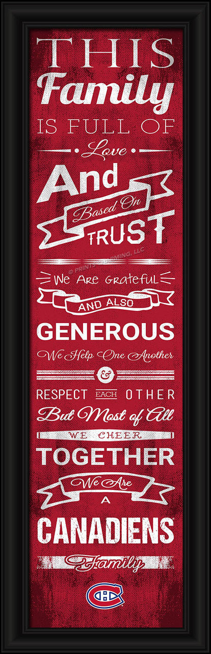 Prints Charming Montreal Canadiens Family Cheer Print 8"x24" Fan Gear NHL Montreal Canadiens