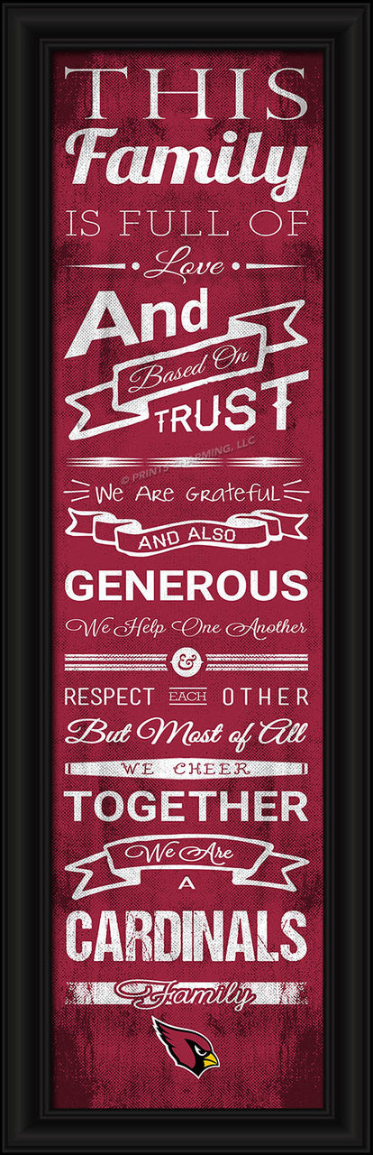 Prints Charming Arizona Cardinals Family Cheer Print 8"x24" Fan Gear NFL Arizona Cardinals