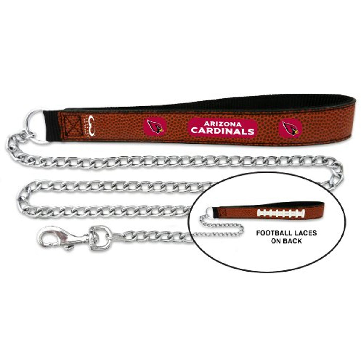 Gamewear Arizona Cardinals Leather Chain Football Pet Leash Size Large Fan Gear NFL Arizona Cardinals