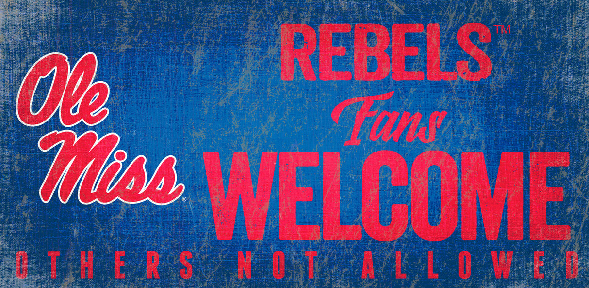 Fan Creations Mississippi Rebels Fans Welcome Wood Sign 12x6 Fan Gear NCAA Mississippi Rebels