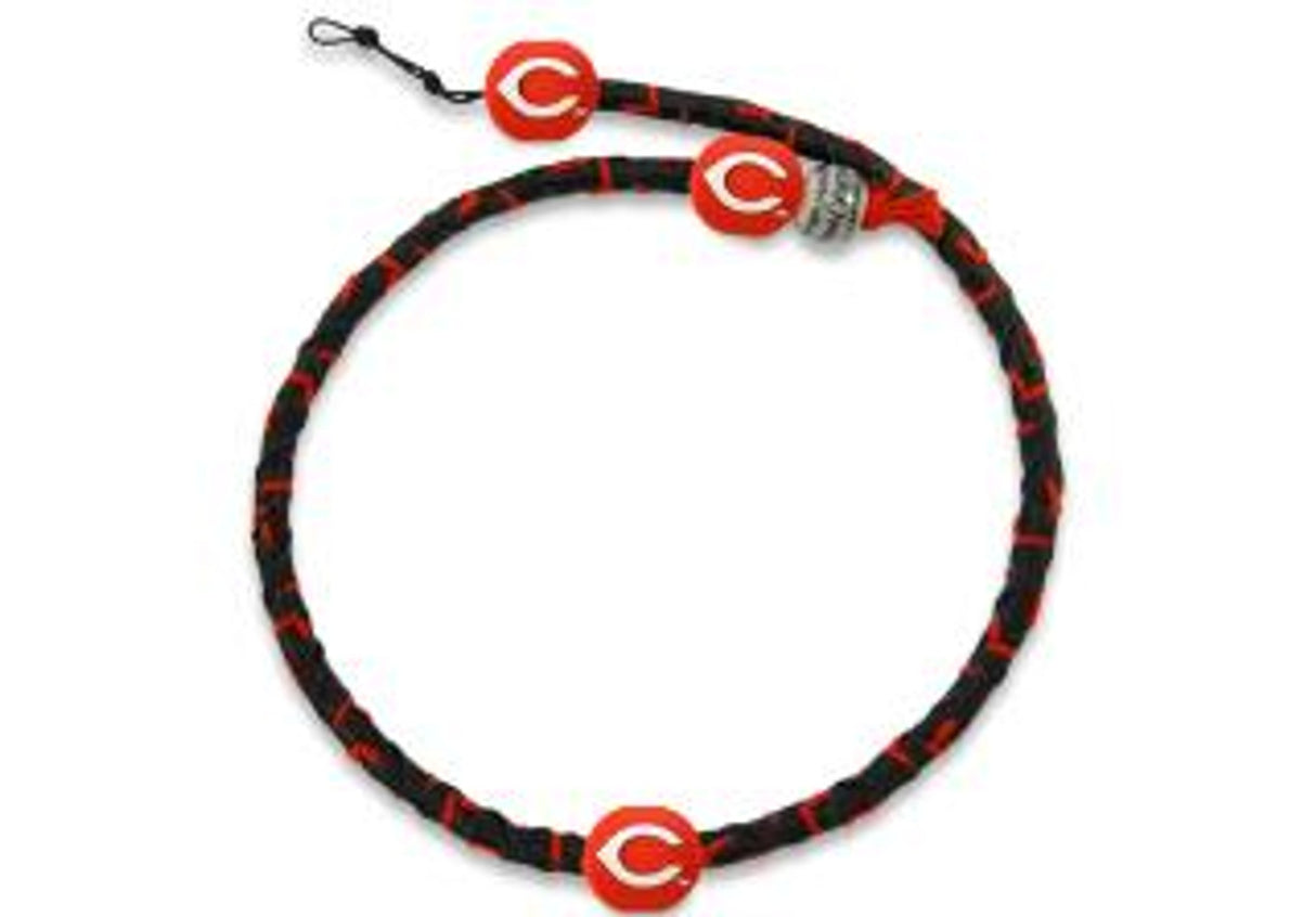 Gamewear Cincinnati Reds Black Red Leather Thread Team Color Frozen Rope Baseball Necklace Fan Gear MLB Cincinnati Reds