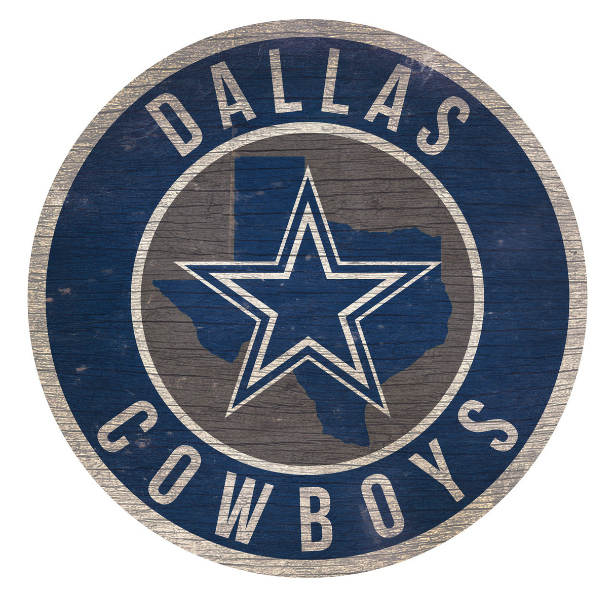 Fan Creations Dallas Cowboys 12 Inch Round State Design Wood Sign Fan Gear NFL Dallas Cowboys