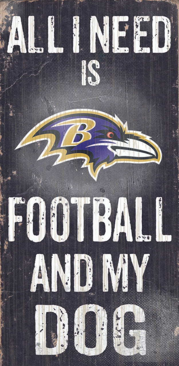 Fan Creations Baltimore Ravens Football and Dog Wood Sign 6"x12" Fan Gear NFL Baltimore Ravens