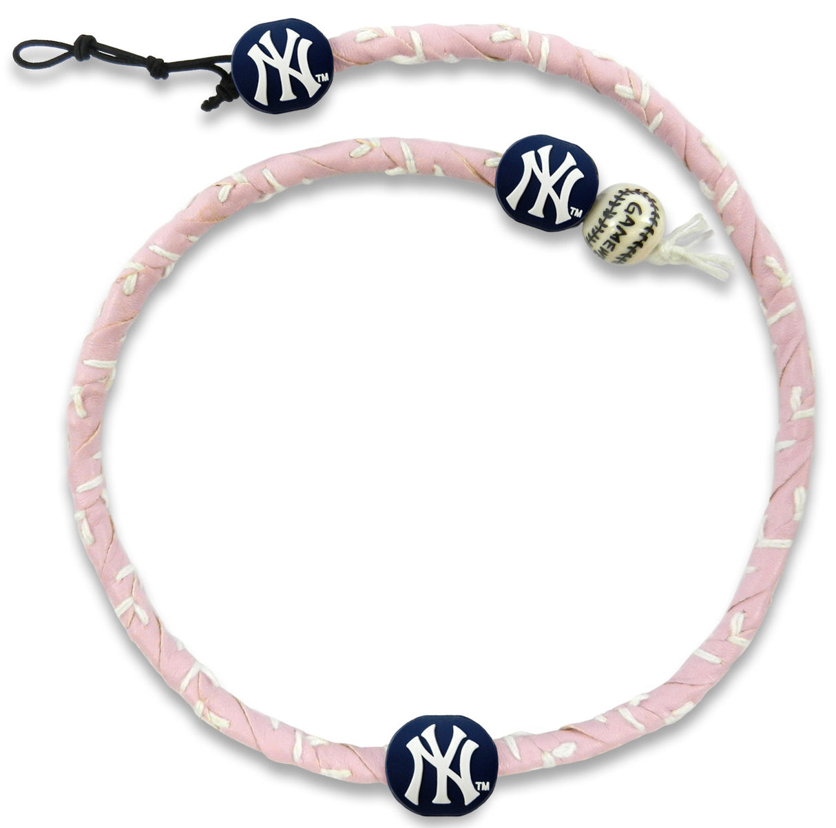 Gamewear New York Yankees Pink Leather Frozen Rope Baseball Necklace Fan Gear MLB New York Yankees