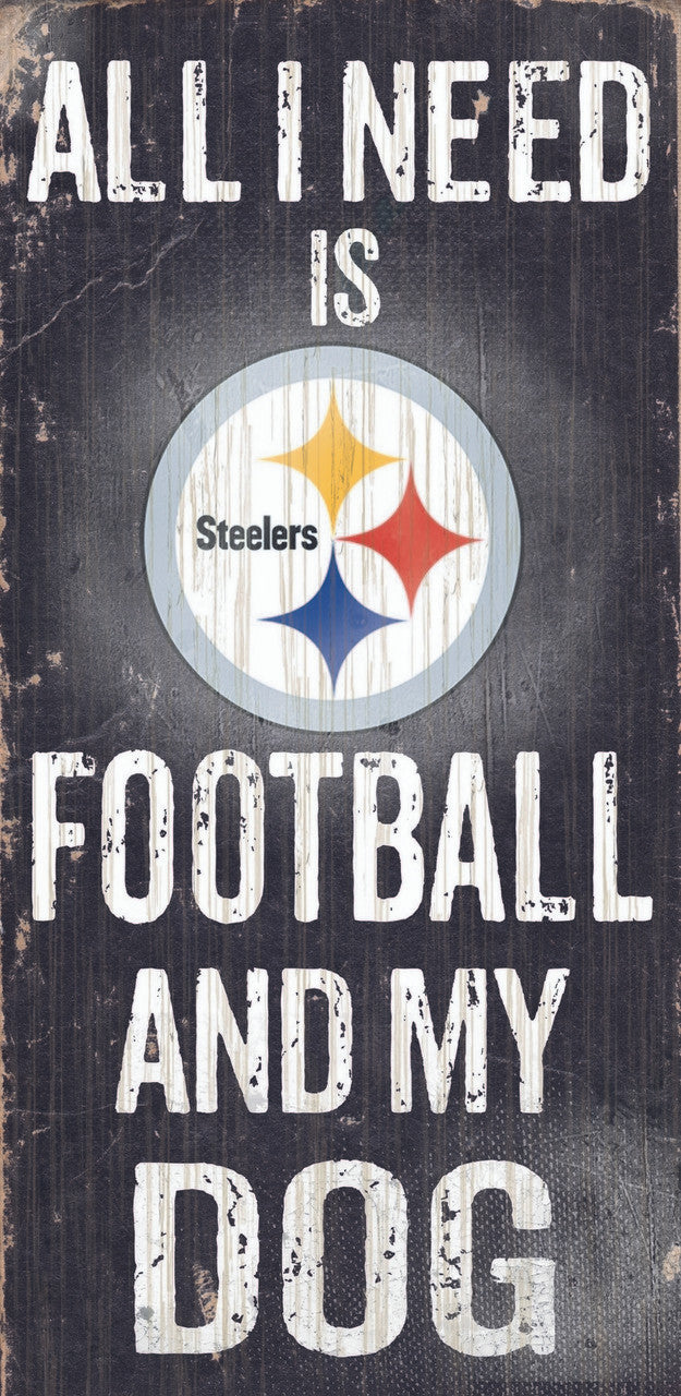 Fan Creations Pittsburgh Steelers Football and Dog Wood Sign 6"x12" Fan Gear NFL Pittsburgh Steelers