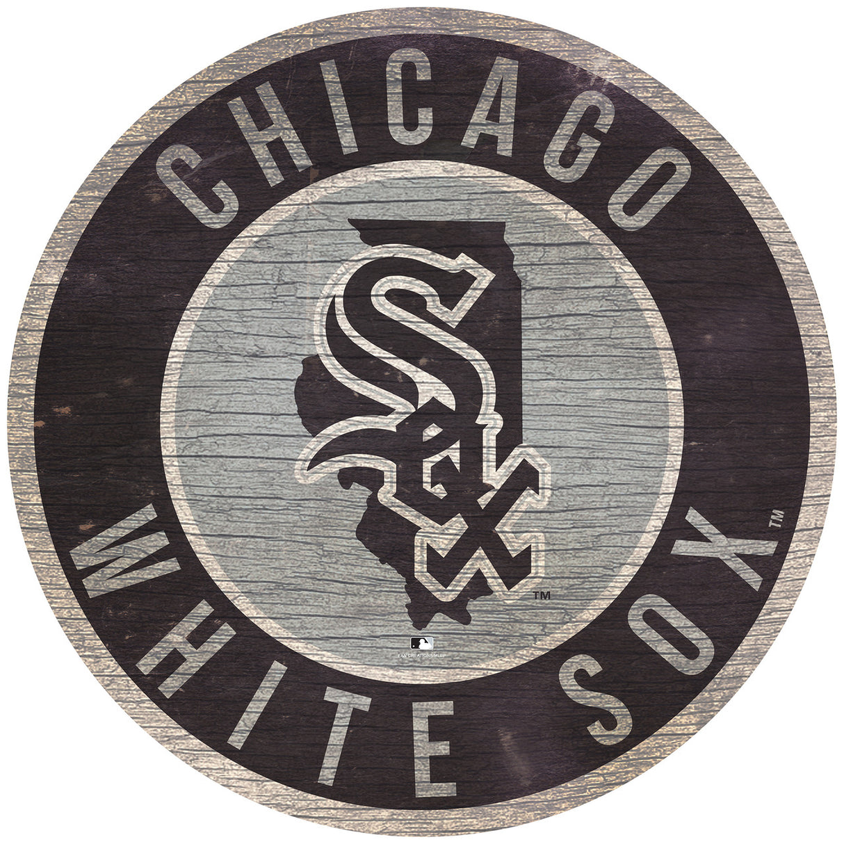 Fan Creations Chicago White Sox 12 Inch Round State Design Wood Sign Fan Gear MLB Chicago White Sox