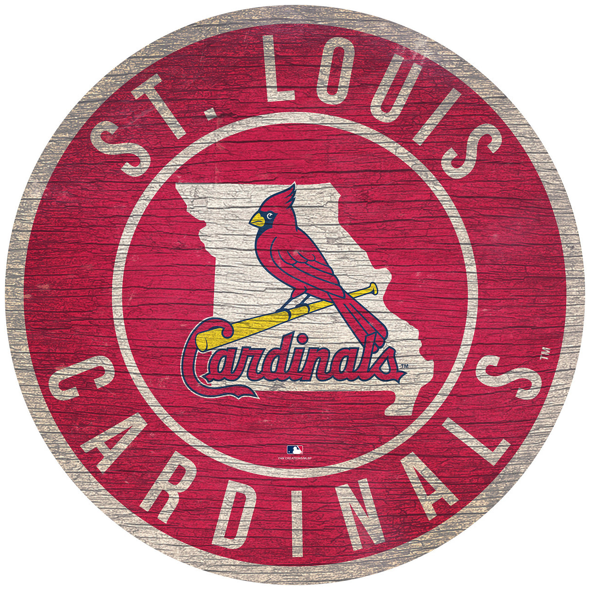 Fan Creations St. Louis Cardinals 12 Inch Round State Design Wood Sign Fan Gear MLB St. Louis Cardinals