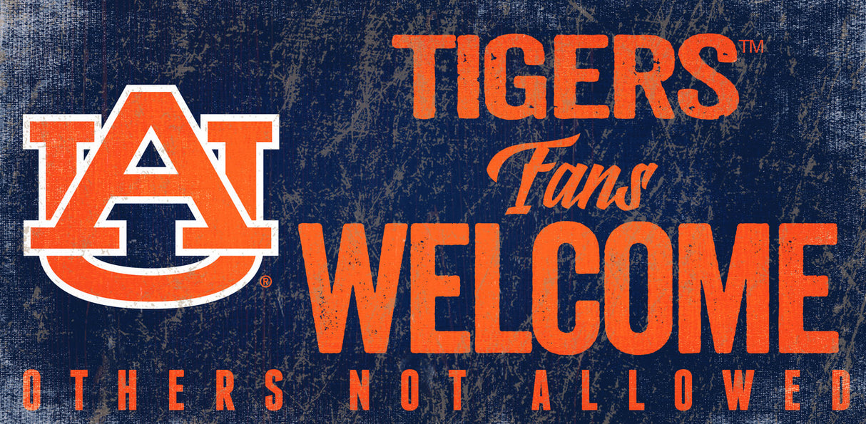Fan Creations Auburn Tigers Fans Welcome Wood Sign 12x6 Fan Gear NCAA Auburn Tigers