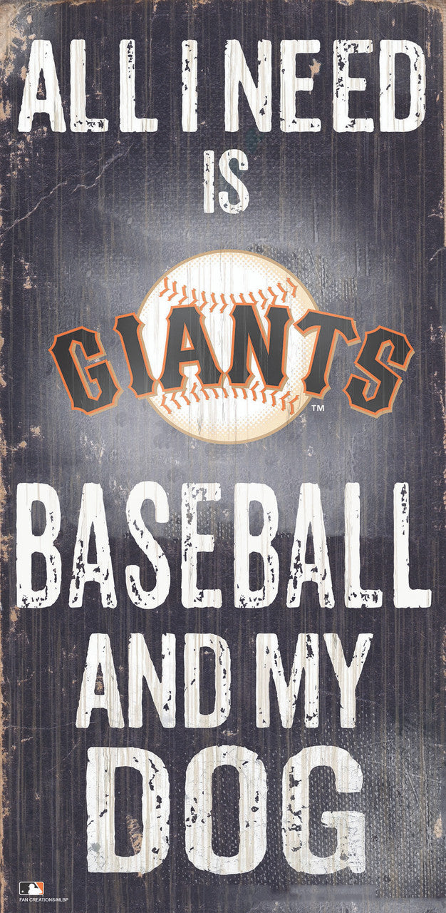 Fan Creations San Francisco Giants Baseball and Dog Design Wood Sign 6x12 Fan Gear MLB San Francisco Giants