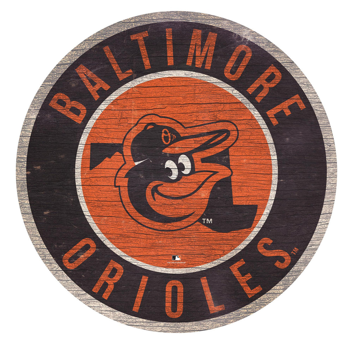 Fan Creations Baltimore Orioles 12 Inch Round State Design Wood Sign Fan Gear MLB Baltimore Orioles
