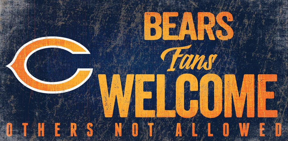 Fan Creations Chicago Bears Fans Welcome Wood Sign 12x6 Fan Gear NFL Chicago Bears
