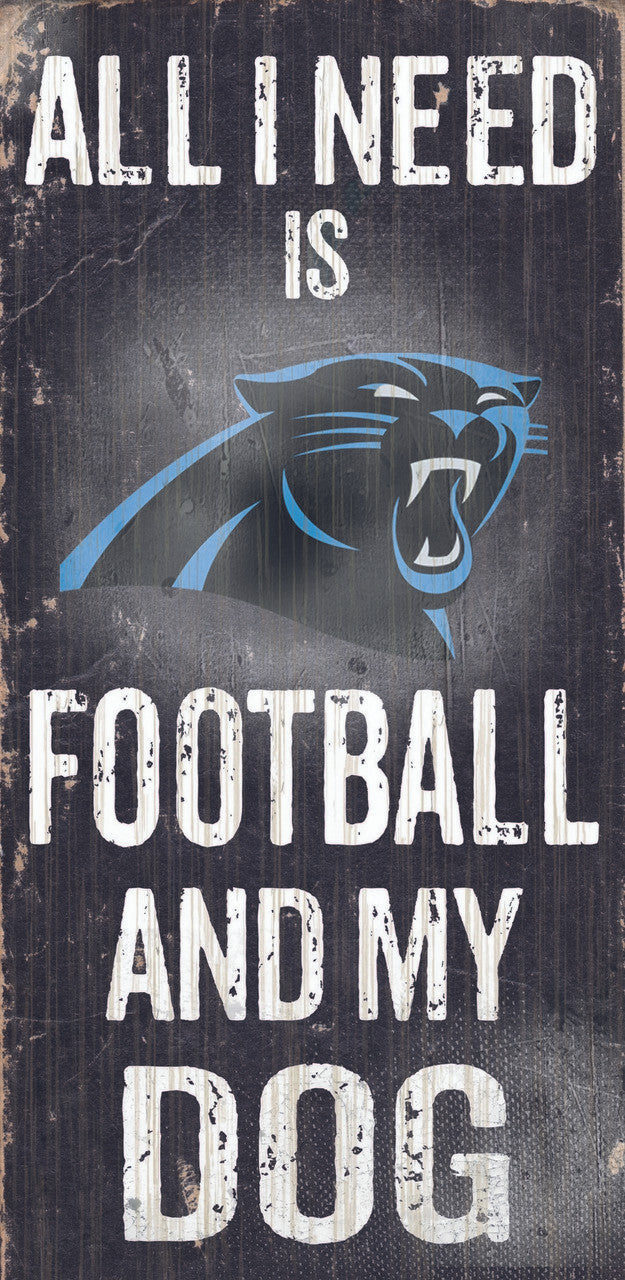 Fan Creations Carolina Panthers Football and Dog Wood Sign 6"x12" Fan Gear NFL Carolina Panthers
