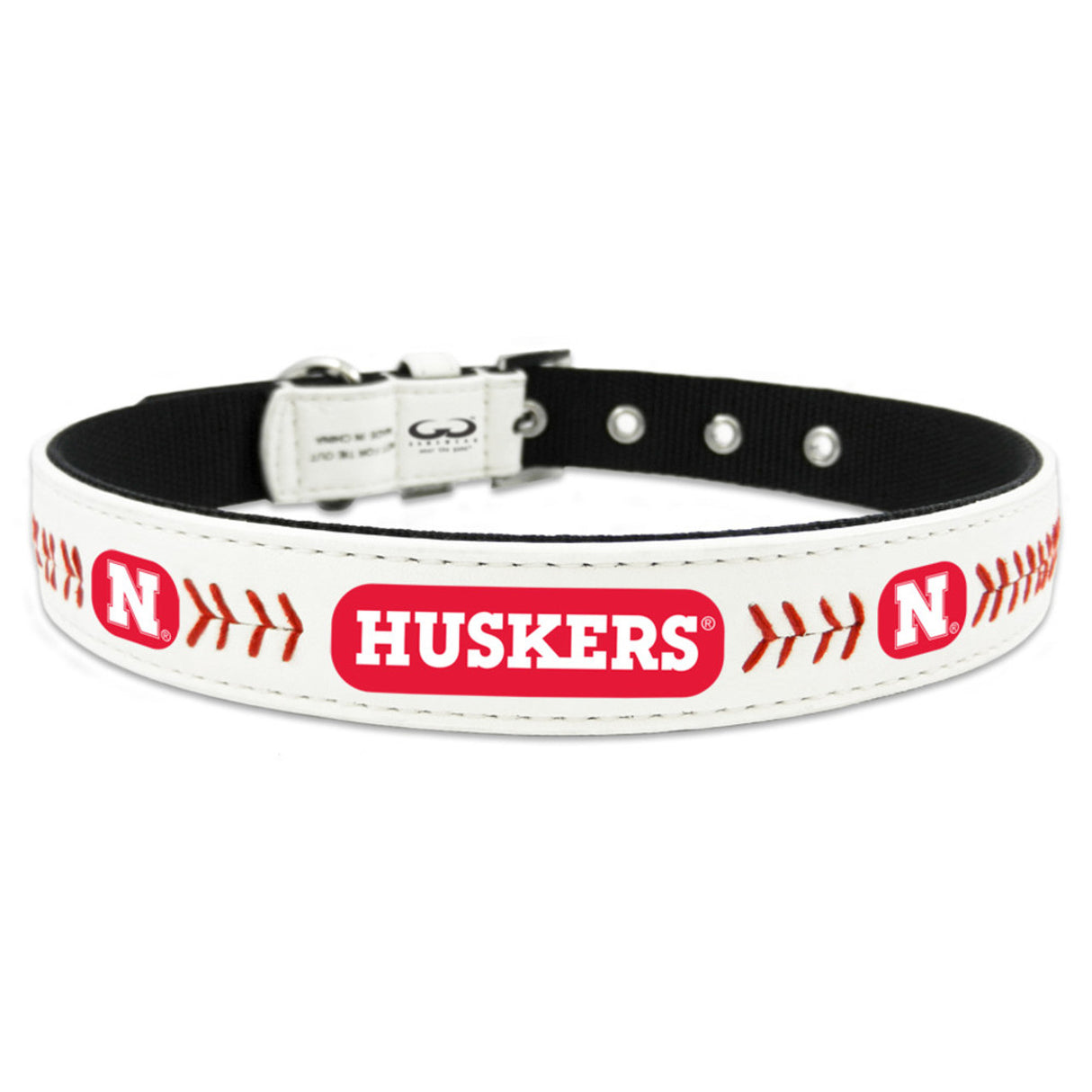 Gamewear Nebraska Cornhuskers Classic Leather Baseball Pet Collar Size Small Fan Gear NCAA Nebraska Cornhuskers