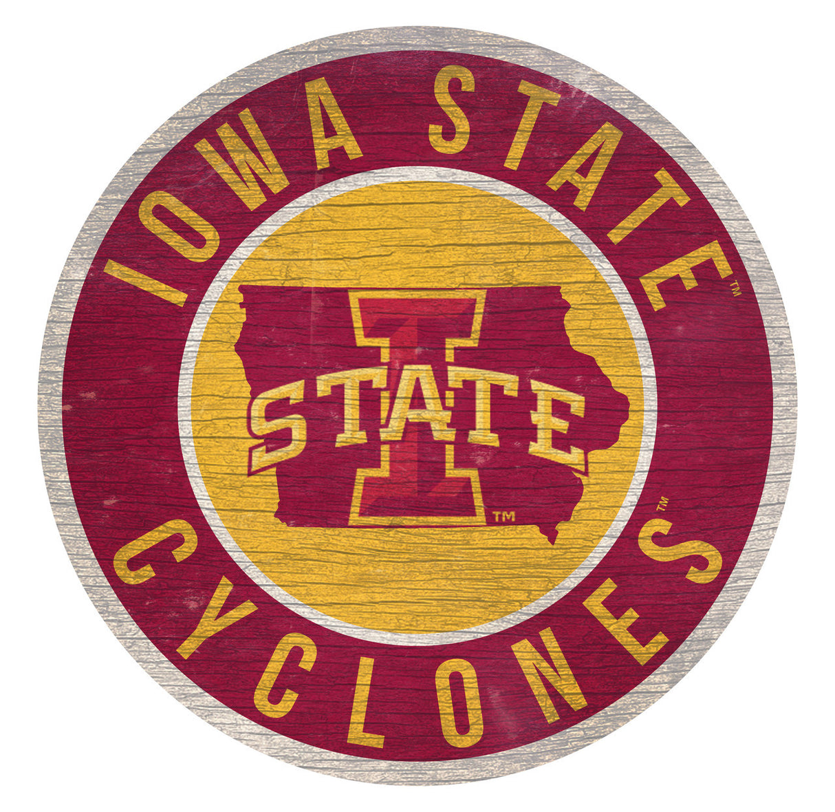 Fan Creations Iowa State Cyclones 12 Inch Round State Design Wood Sign Fan Gear NCAA Iowa State Cyclones