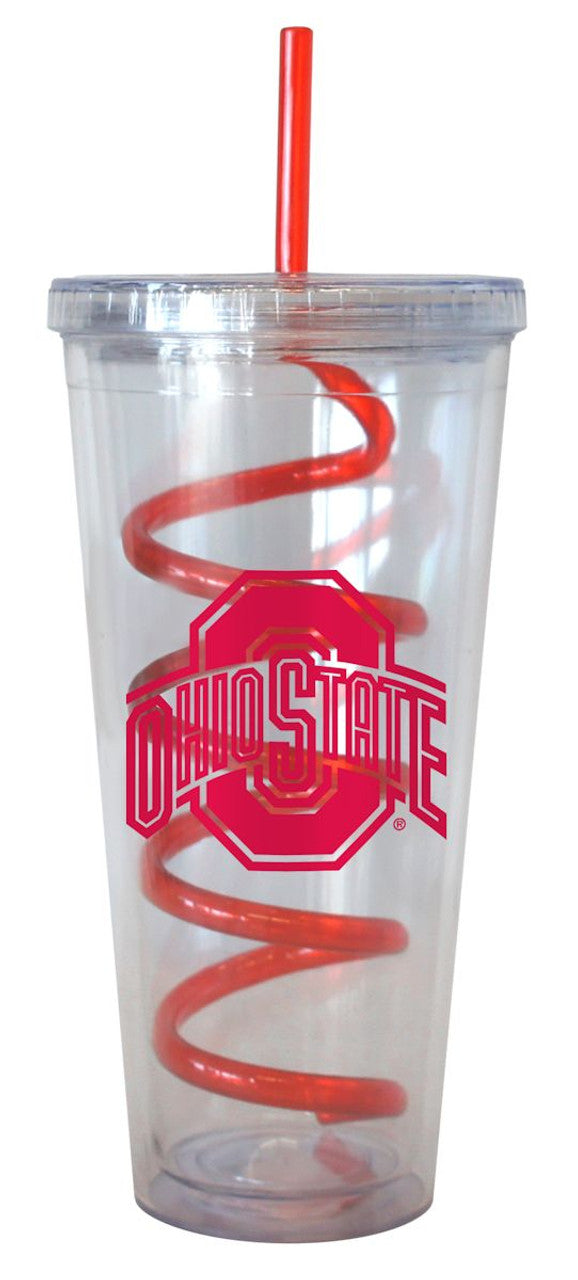 BOELTER Ohio State Buckeyes 22oz Tumbler with Swirl Straw Fan Gear NCAA Ohio State Buckeyes