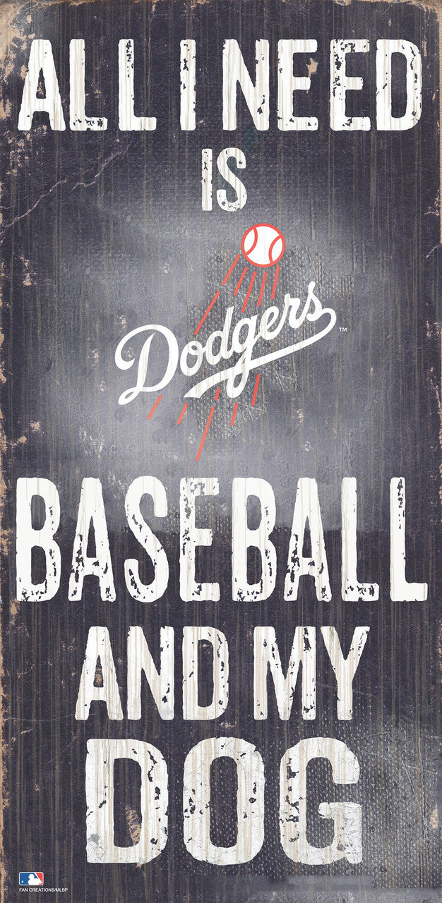 Fan Creations Los Angeles Dodgers Baseball and Dog Wood Sign 6x12 Fan Gear MLB Los Angeles Dodgers