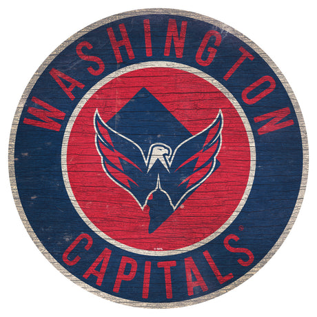 Fan Creations Washington Capitals 12 Inch Round State Design Wood Sign Fan Gear NHL Washington Capitals