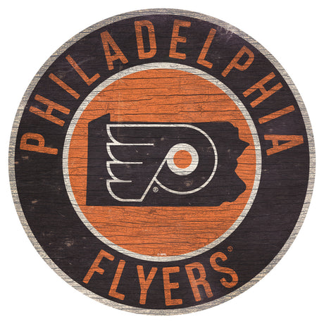 Fan Creations Philadelphia Flyers 12 Inch Round State Design Wood Sign Fan Gear NHL Philadelphia Flyers
