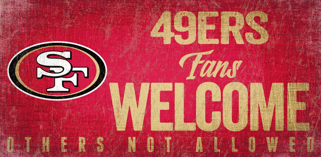 Fan Creations San Francisco 49ers Fans Welcome Wood Sign 12x6 Fan Gear NFL San Francisco 49ers
