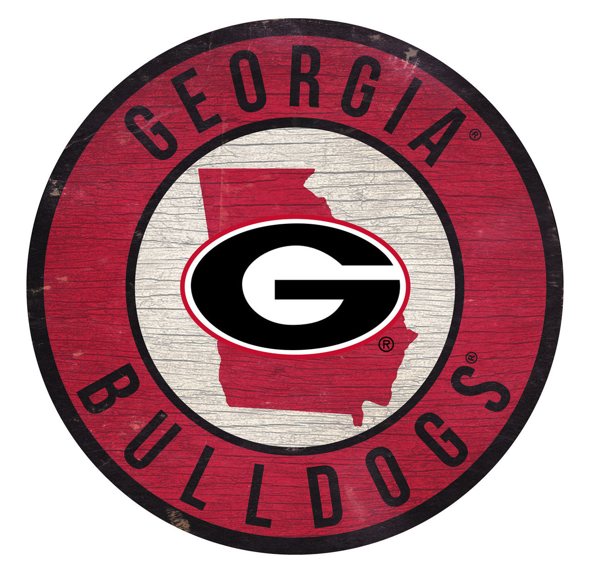 Fan Creations Georgia Bulldogs 12 Inch Round State Design Wood Sign Fan Gear NCAA Georgia Bulldogs