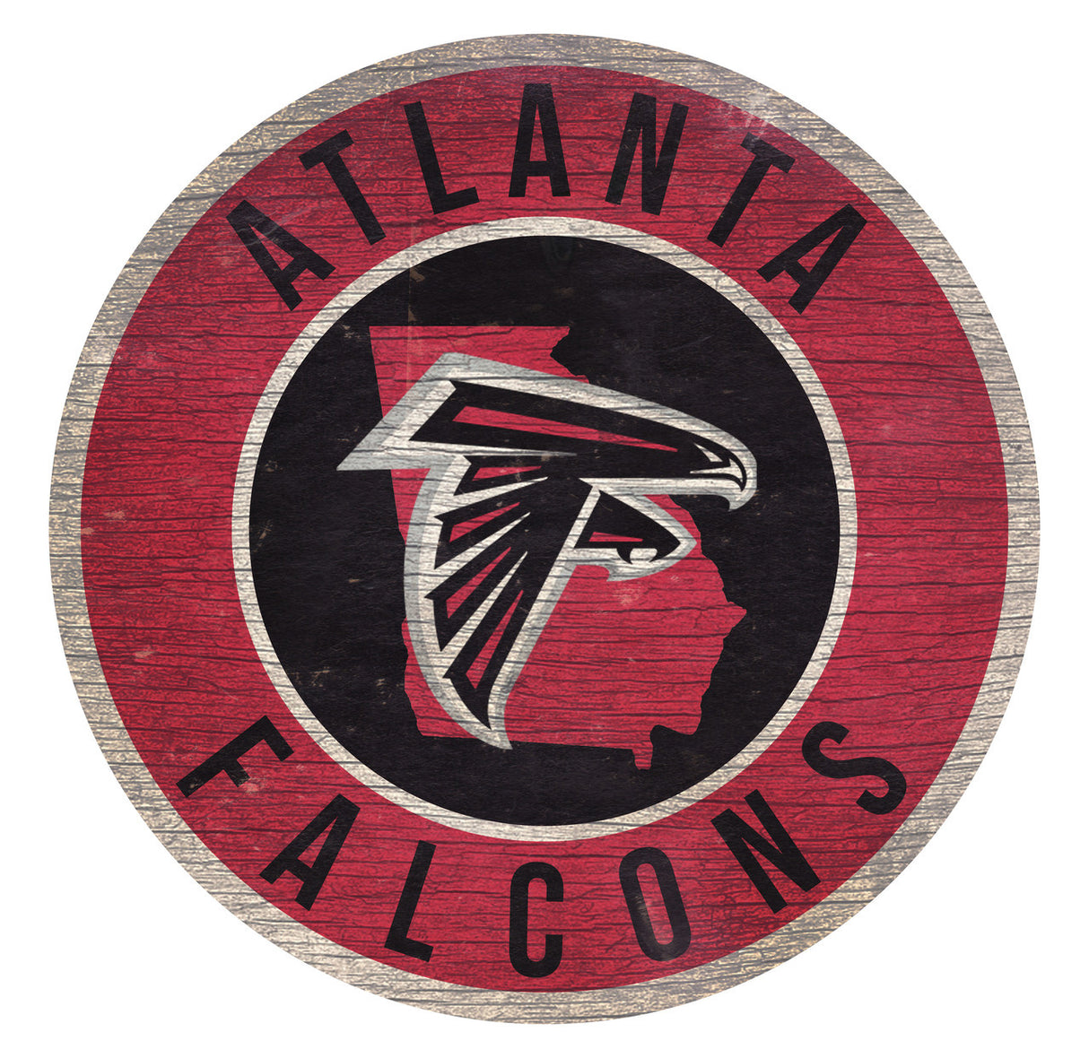 Fan Creations Atlanta Falcons 12 Inch Round State Design Wood Sign Fan Gear NFL Atlanta Falcons