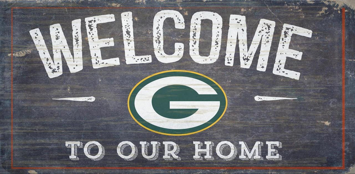 Fan Creations Green Bay Packers Welcome To Our Home Wood Sign 6x12 Fan Gear NFL Green Bay Packers