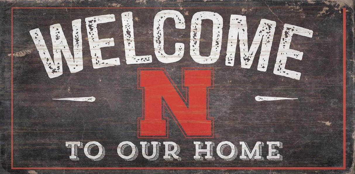 Fan Creations Nebraska Cornhuskers Welcome To Our Home Wood Sign 6x12 Fan Gear NCAA Nebraska Cornhuskers