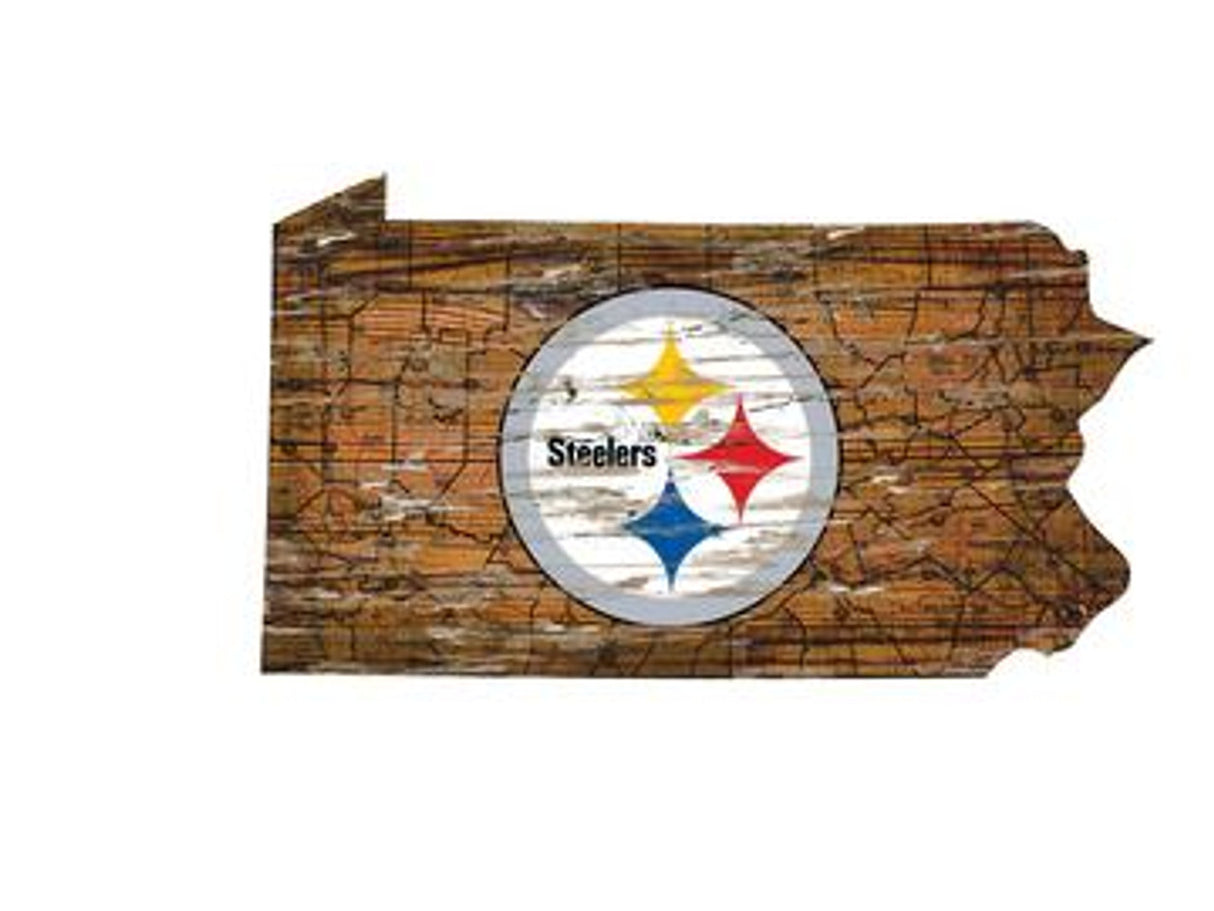 Fan Creations Pittsburgh Steelers State Wall Art Wood Sign Fan Gear NFL Pittsburgh Steelers
