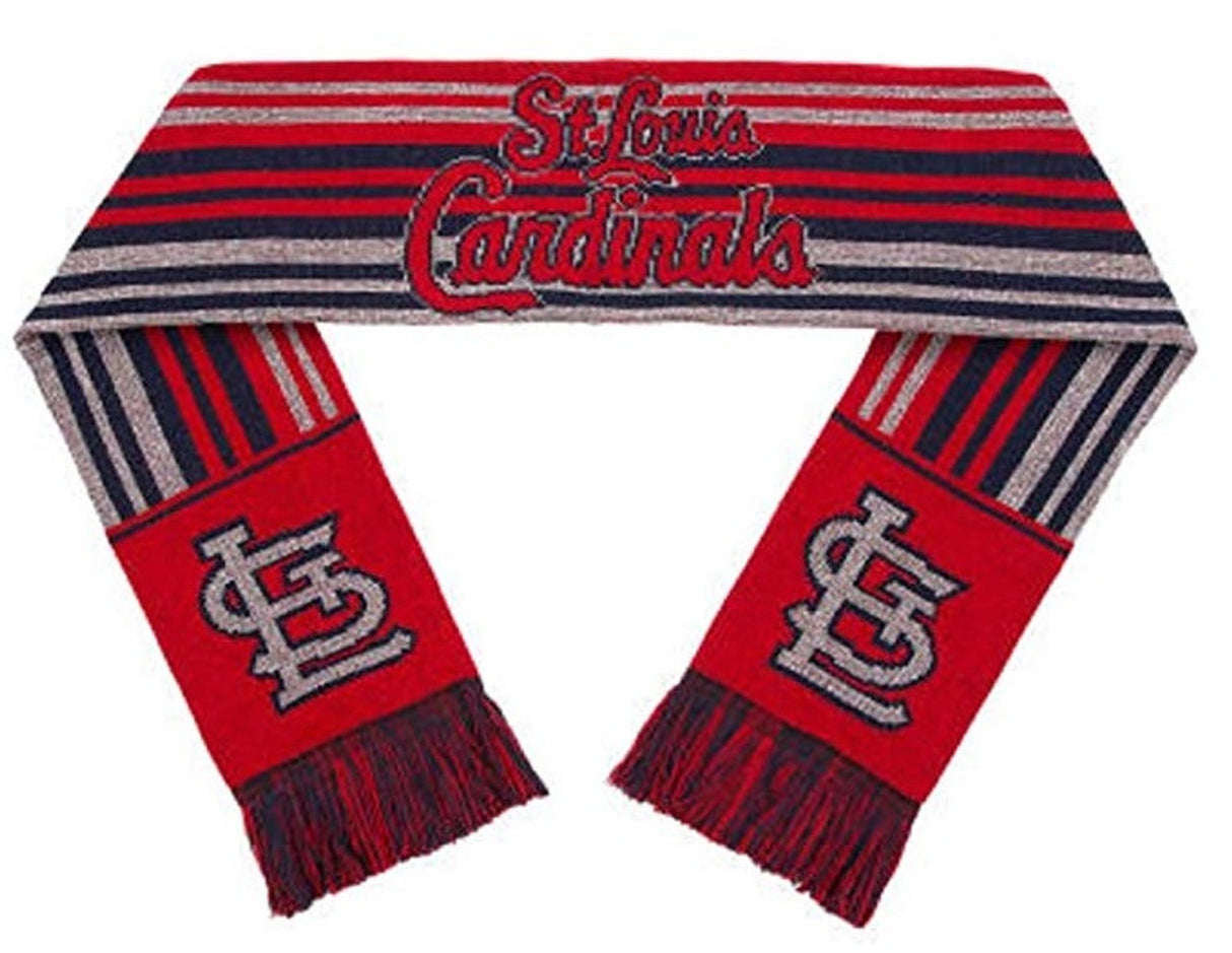Forever Collectibles St. Louis Cardinals Glitter Stripe Scarf Fan Gear MLB St. Louis Cardinals