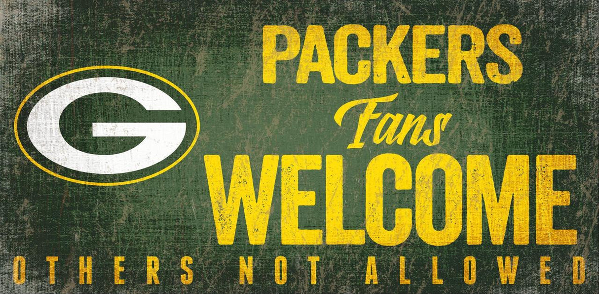Fan Creations Green Bay Packers Fans Welcome Wood Sign 12x6 Fan Gear NFL Green Bay Packers