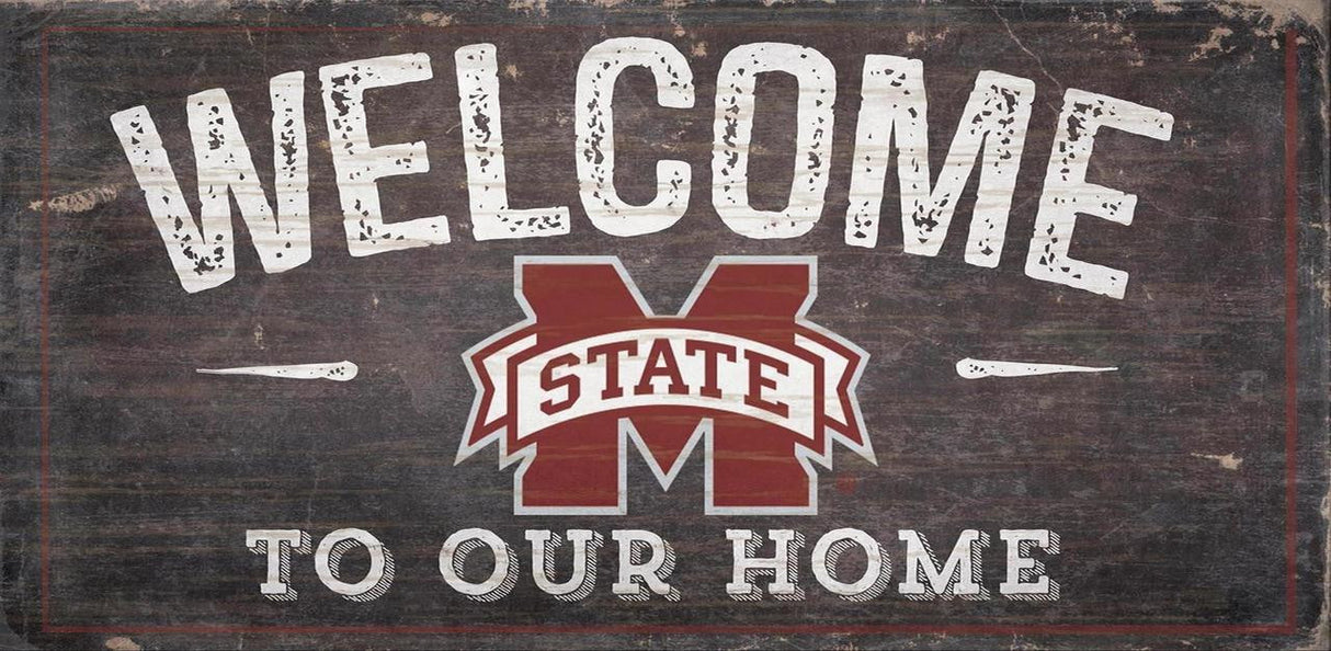 Fan Creations Mississippi State Bulldogs Welcome To Our Home Wood Sign 6x12 Fan Gear NCAA Mississippi State Bulldogs