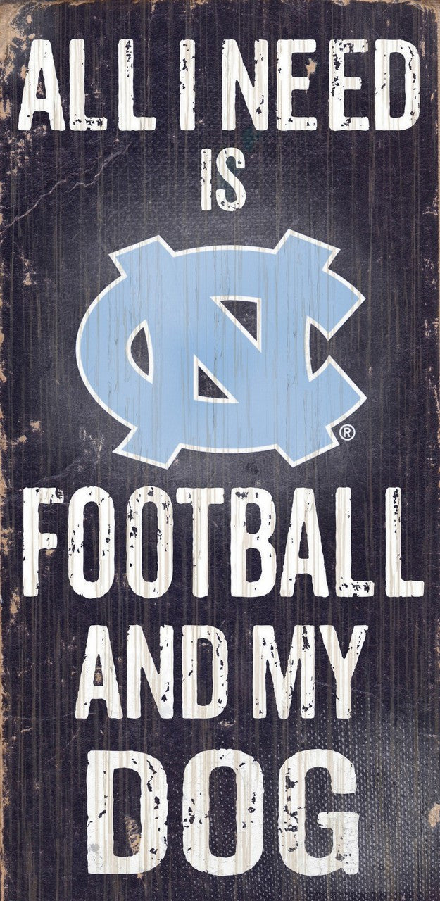 Fan Creations North Carolina Tar Heels Football and Dog Wood Sign 6"x12" Fan Gear NCAA North Carolina Tar Heels